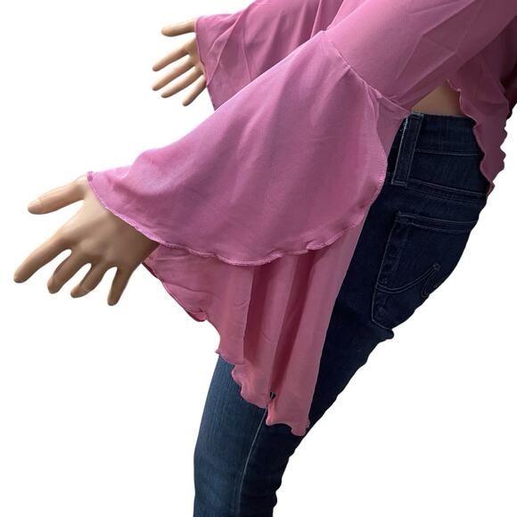 Current Mood Wild Attraction Mesh Top Small Fairy Y2K Cropped Bell Sleeve Pointy - Picture 4 of 8